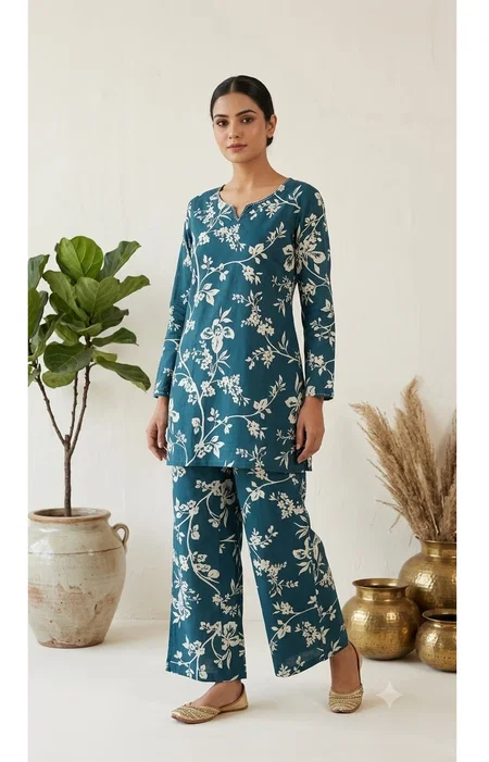 K 1141 By Naisha Printed Cotton Co Ord Set
